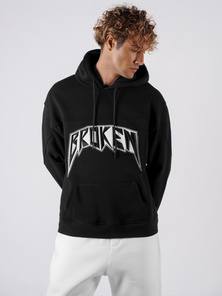 Džemperis ar kapuci melna OZONEE O/SWE23019Z