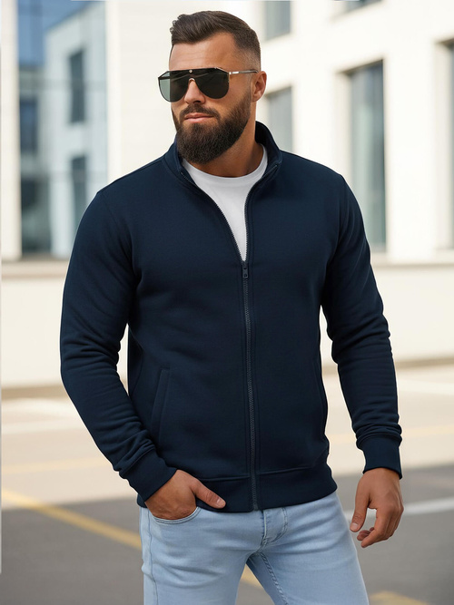 Vīriešu jaka ar rāvējslēdzēju tumši zila OZONEE JS/2002