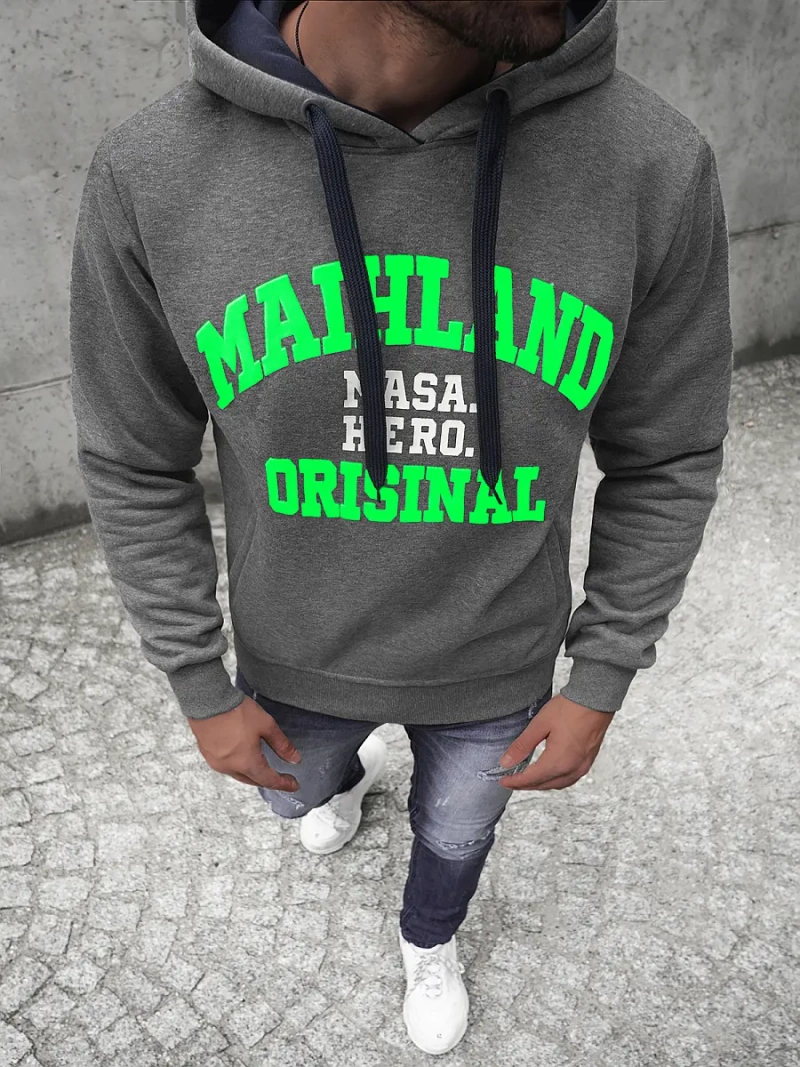 Vīriešu džemperis ar kapuci grafīta OZONEE JS/Y10051