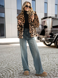 Sieviešu jaka smilškrāsā un brūnā krāsā OZONEE JS/61M8500/158