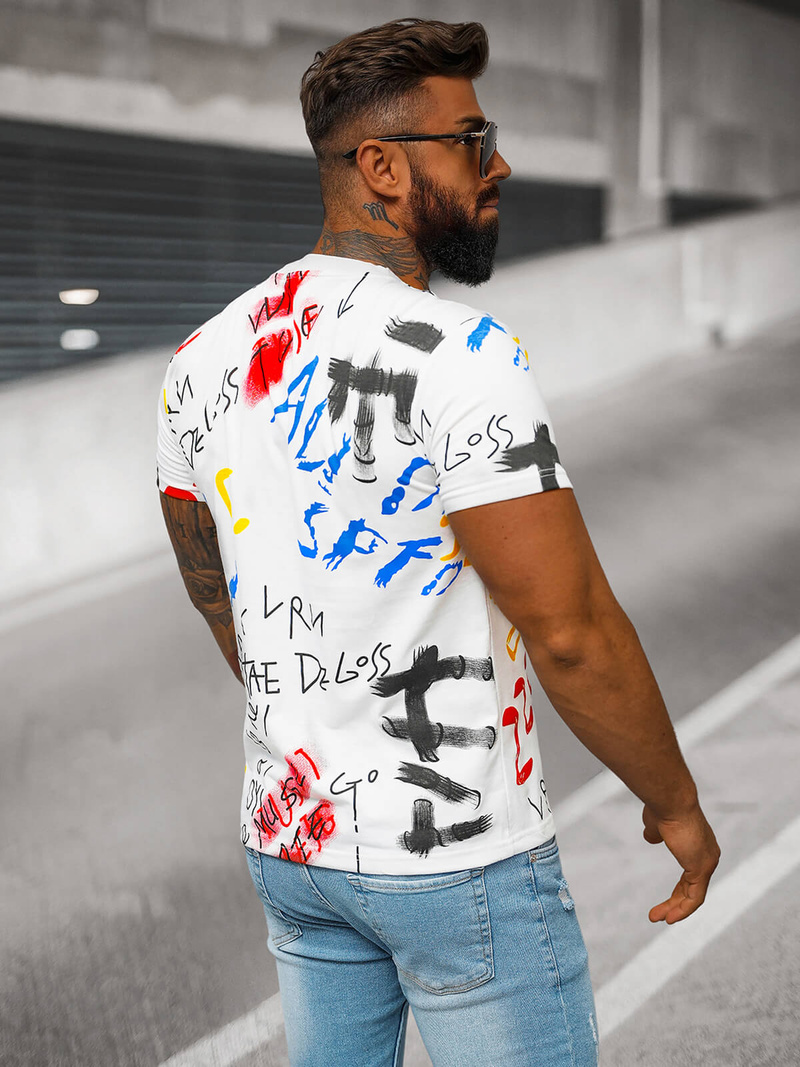 Vīriešu T-krekls Balts OZONEE JS/8T1211/1