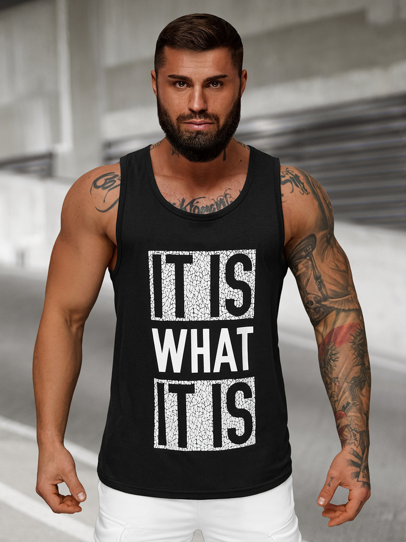 Vīriešu t-krekls bez piedurknēm melna OZONEE JS/8B1710/3Z