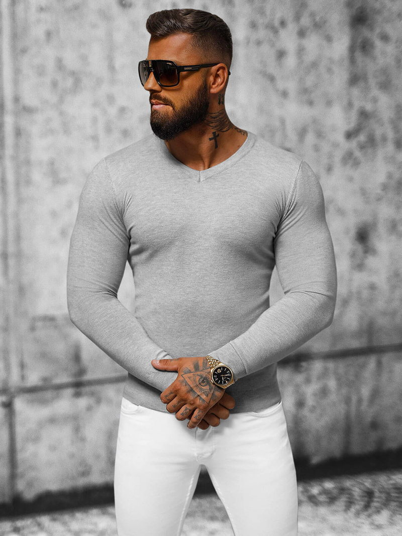 Vīriešu svīteris pelēks OZONEE NB/MMB601/2Z