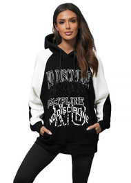 Džemperis ar kapuci melna OZONEE O/SWE23037Z