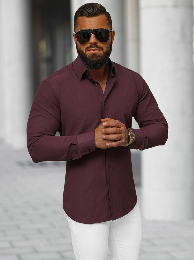 Vīriešu krekls bordosarkana OZONEE O/V116