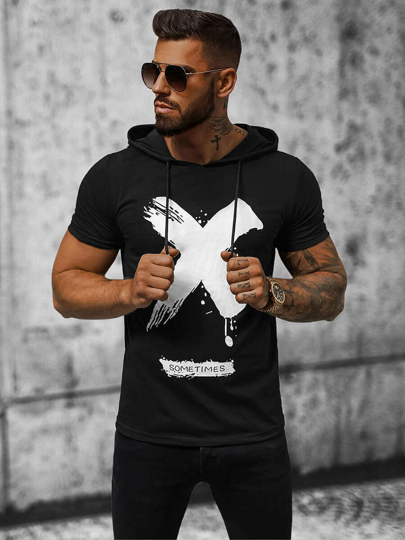 Vīriešu T-krekls melns OZONEE JS/8T203