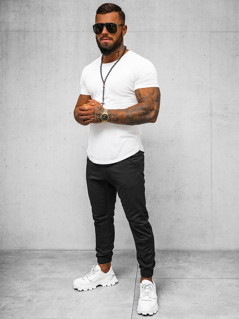 Vīriešu chino jogger bikses melni OZONEE O/399