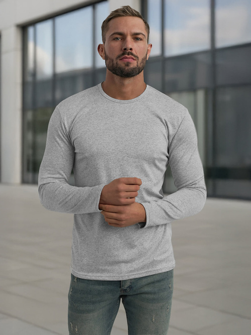 Vīriešu t-krekls ar garām piedurknēm pelēks OZONEE JS/DB71/3