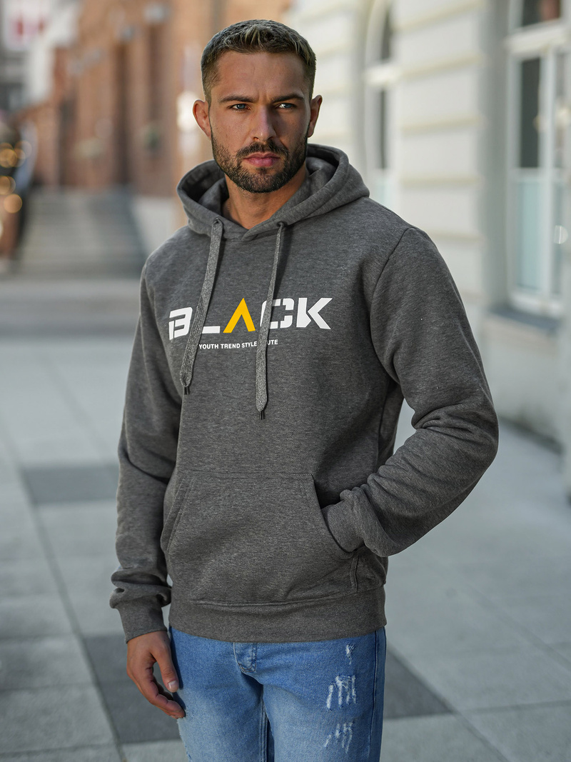 Vīriešu džemperis ar kapuci grafīta OZONEE JS/8B1756/5