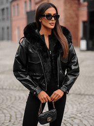 Sieviešu ādas jaka melna OZONEE O/G125