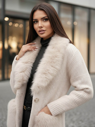 Sieviešu mētelis smilšu OZONEE JS/53M5200/155Z