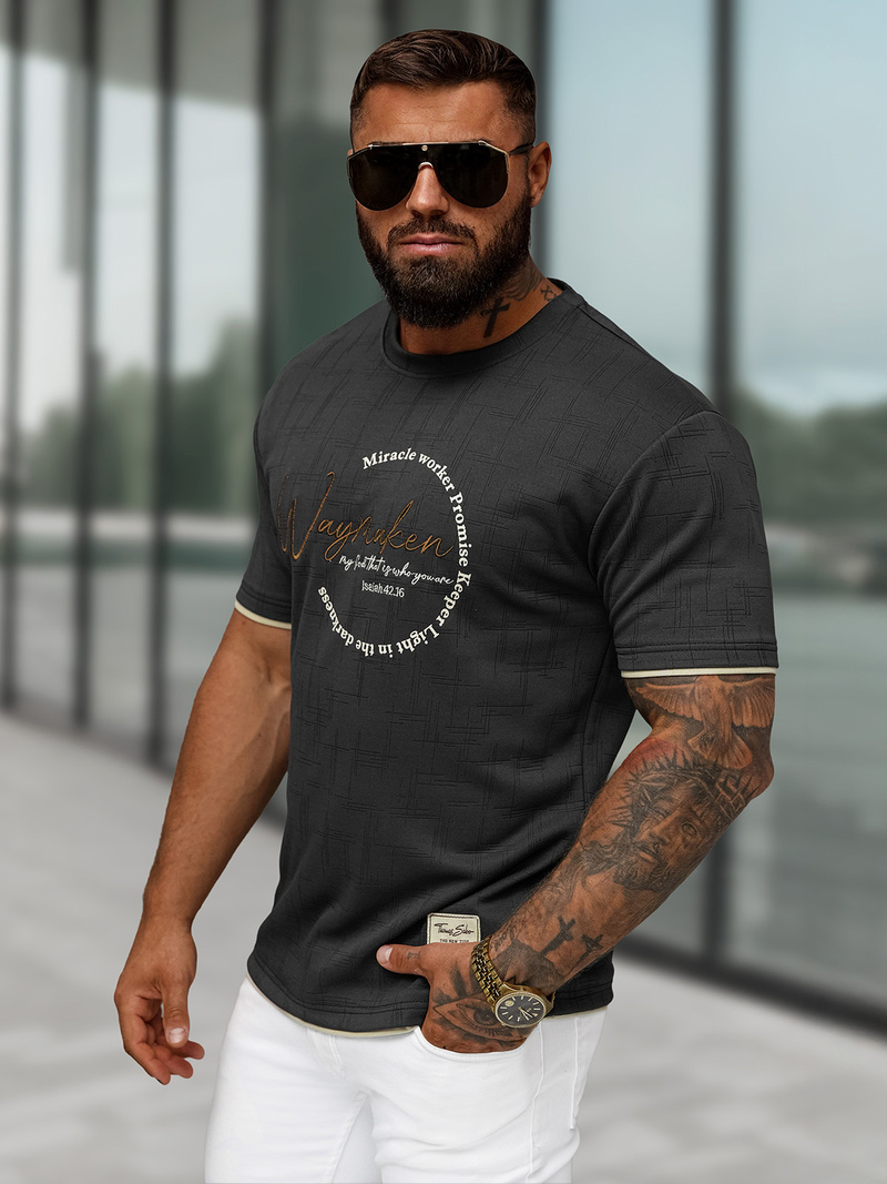 Vīriešu t-krekls melns OZONEE O/QQ1535