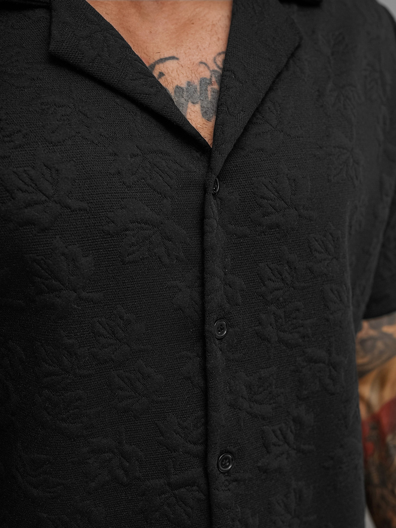 Vīriešu krekls ar īsām piedurknēm melns OZONEE O/B2258