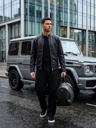 Vīriešu ādas virsjaka melna OZONEE JS/11Z8027