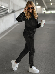 Sieviešu velūra treniņtērpa komplekts melns OZONEE JS/8C1301/3