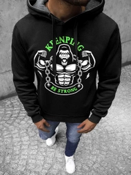 Vīriešu džemperis ar kapuci melns OZONEE JS/Y10068