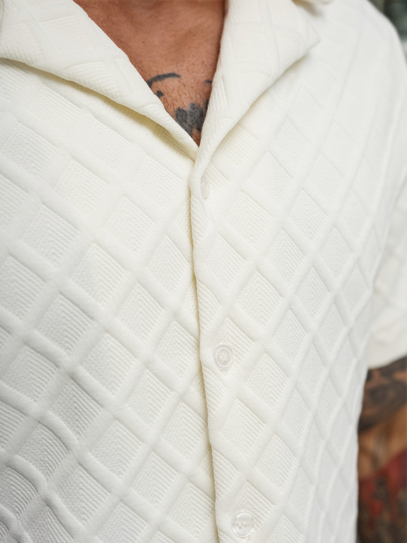 Vīriešu krekls ar īsām piedurknēm ecru OZONEE O/B2257