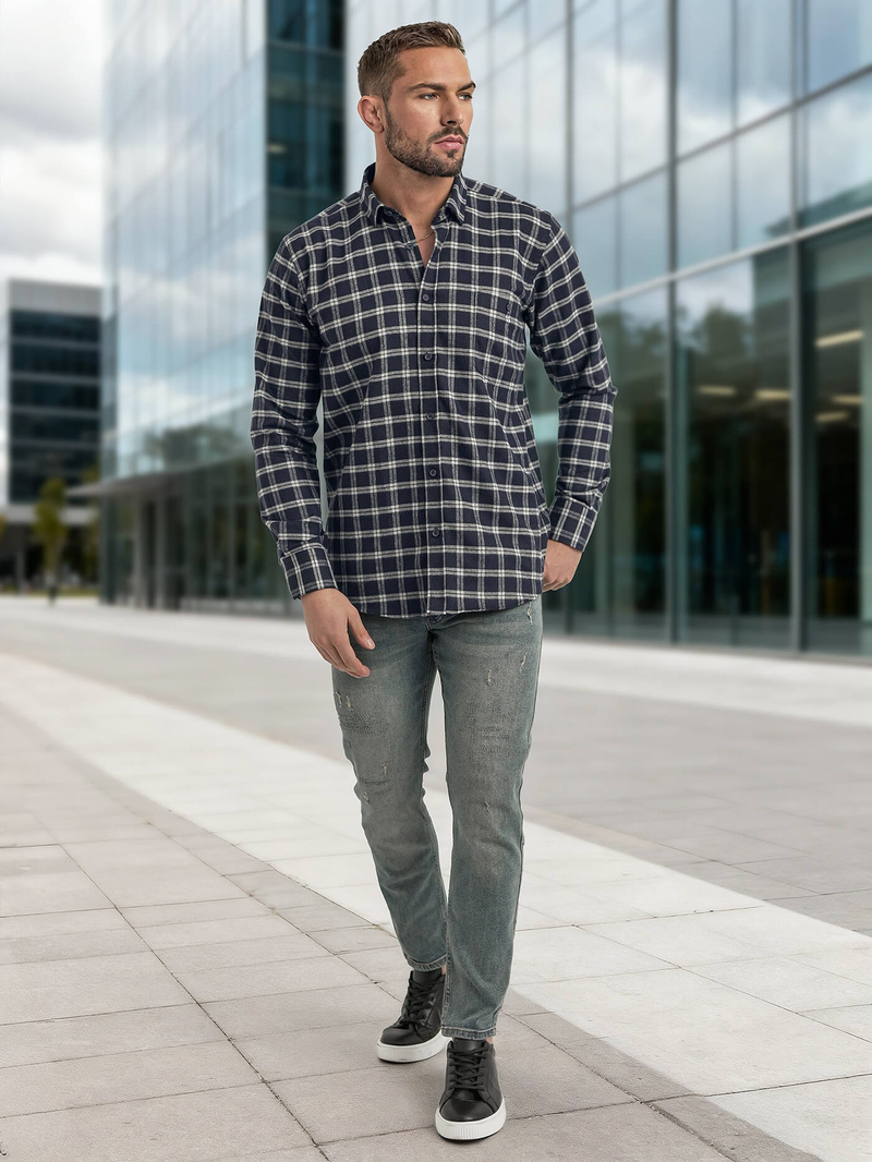 Vīriešu krekls tumši zila OZONEE V/V173