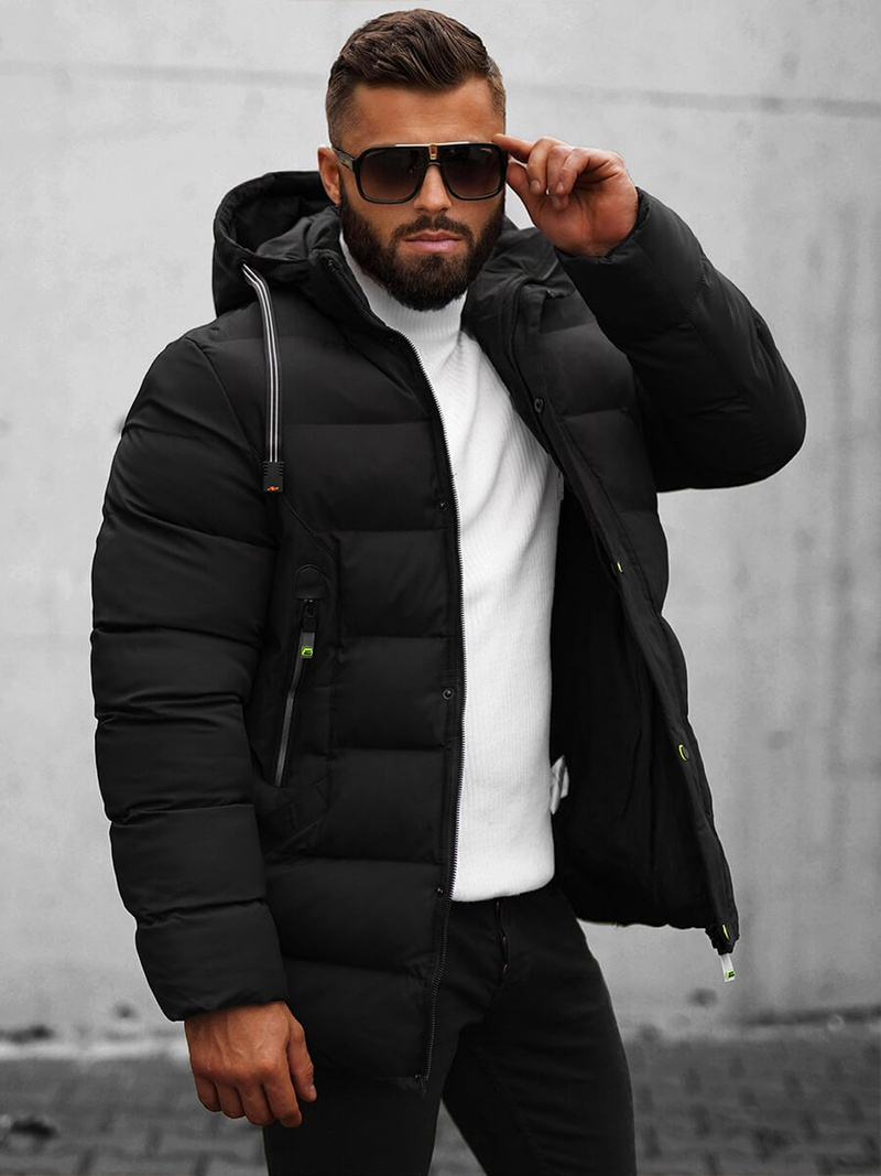 Vīriešu parka melns OZONEE JS/22M61/392