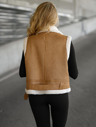 Sieviešu ādas veste camel OZONEE JS/11Z8238