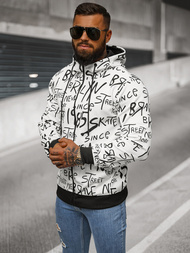 Vīriešu džemperis ar kapuci balta OZONEE JS/8B1175/1