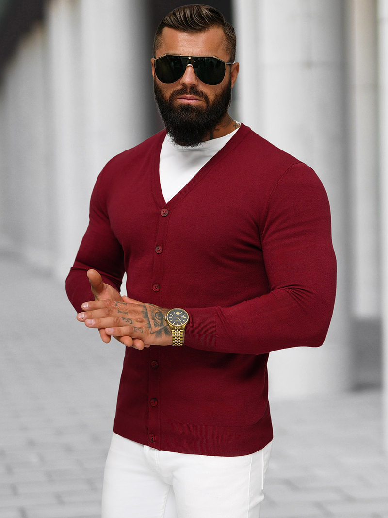 Vīriešu svīteris bordosarkans OZONEE NB/MM6006/7Z