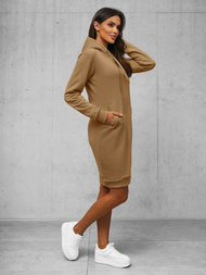 Sieviešu džemperis ar kapuci tumši bēšs OZONEE JS/YS10005/91Z