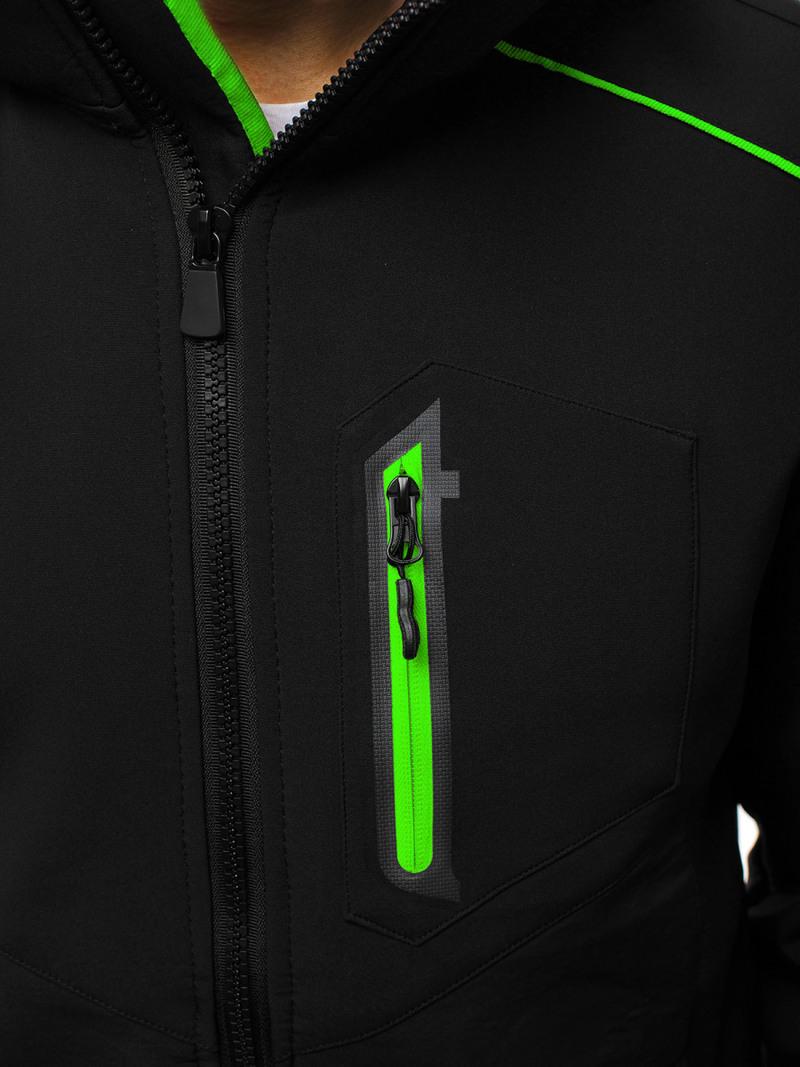 Vīriešu softshell virsjaka melni-zaļa OZONEE GE/12259Z