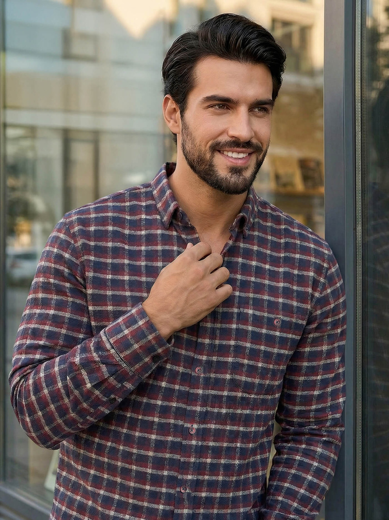 Vīriešu krekls bordosarkana OZONEE V/V176Z