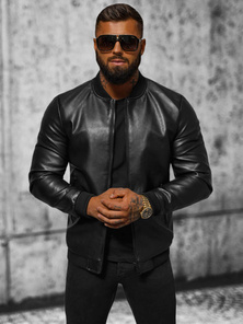 Vīriešu ādas virsjaka melna OZONEE JS/11Z8105