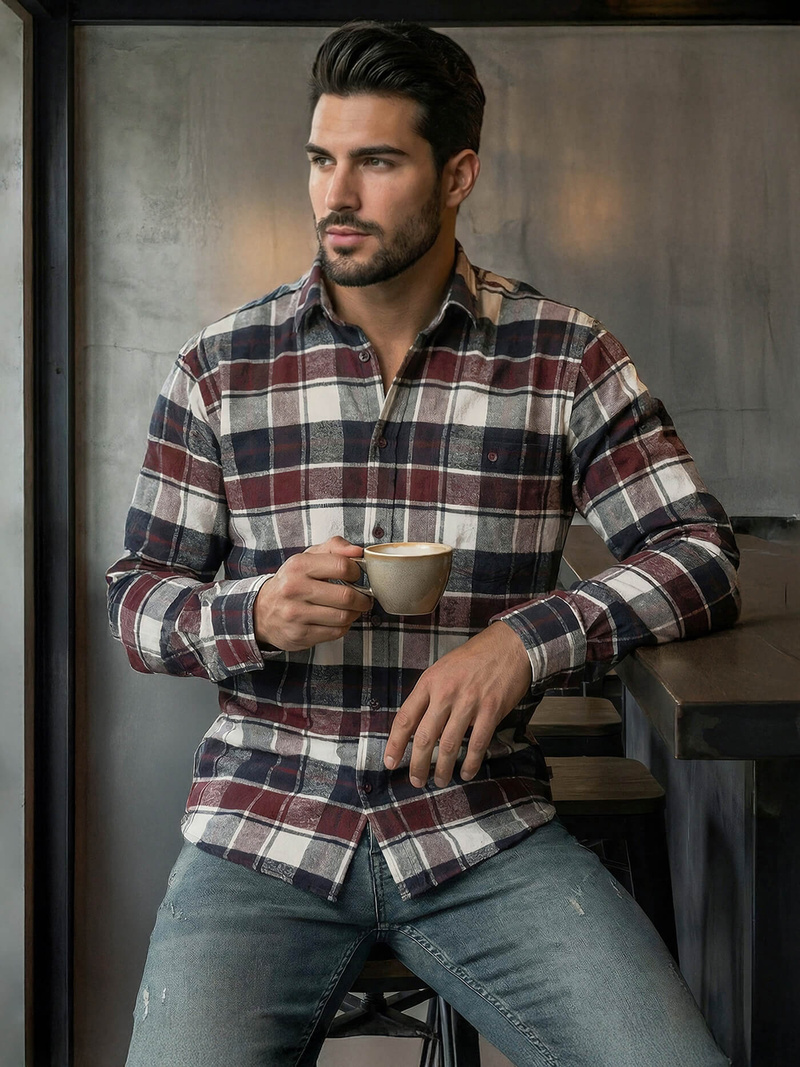 Vīriešu krekls bordosarkana OZONEE V/V174Z