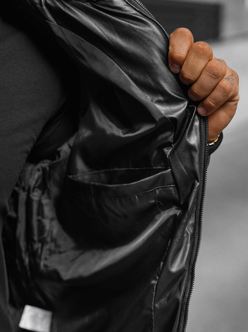 Vīriešu ādas virsjaka melna OZONEE O/M795Z