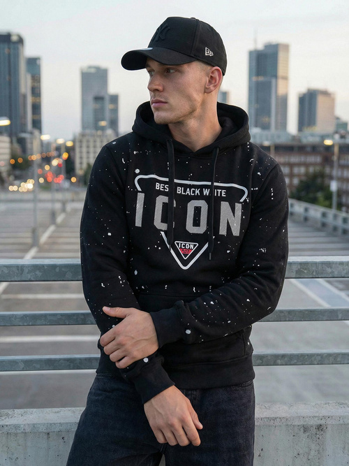 Vīriešu džemperis ar kapuci melna OZONEE JS/8B1737/3Z