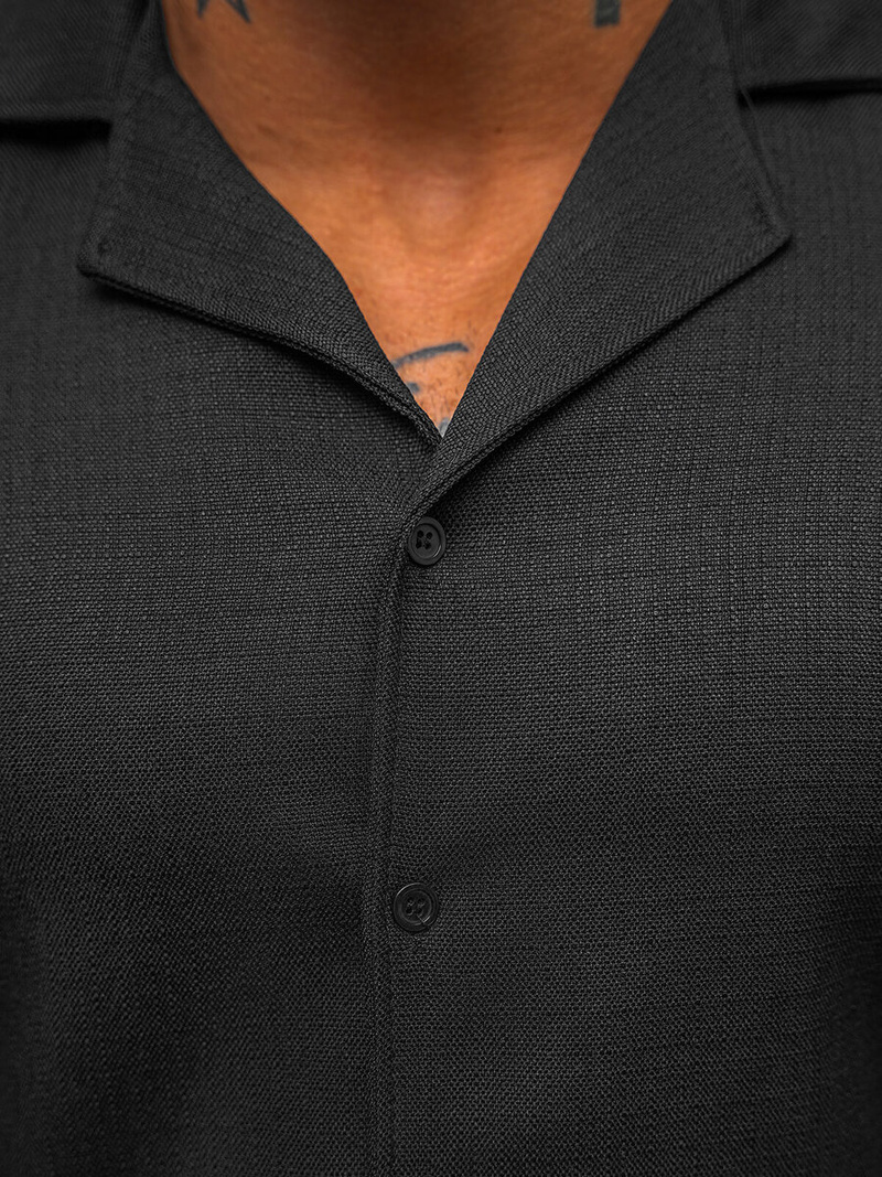 Vīriešu krekls ar īsām piedurknēm melns OZONEE O/Y971T