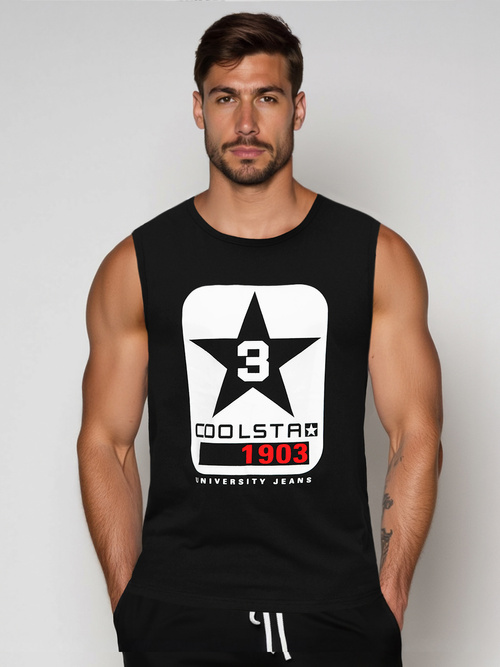 Vīriešu t-krekls bez piedurknēm melna OZONEE JS/8B1719/3