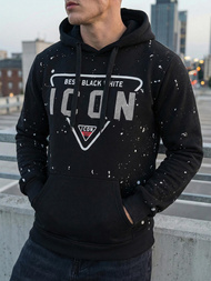 Vīriešu džemperis ar kapuci melna OZONEE JS/8B1737/3Z