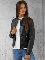 Sieviešu ādas jaka melna OZONEE JS/11Z8008Z