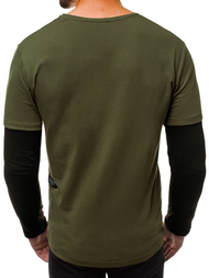 Vīriešu T-krekls ar garām piedurknēm zaļš OZONEE O/1292Z 