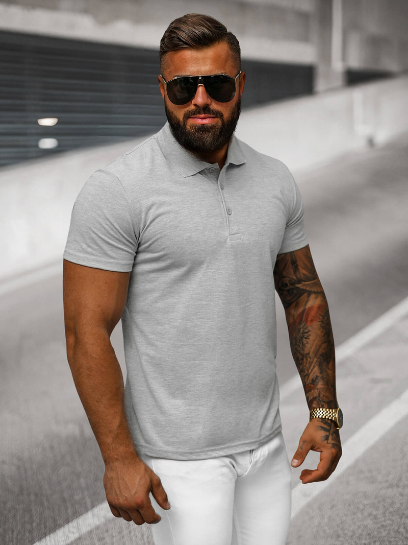 Vīriešu polo krekls pelēka OZONEE JS/8T80/2Z