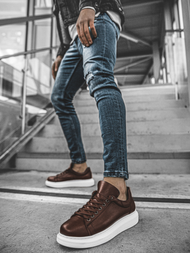 Sneakers brūni-balti OZONEE CH/257