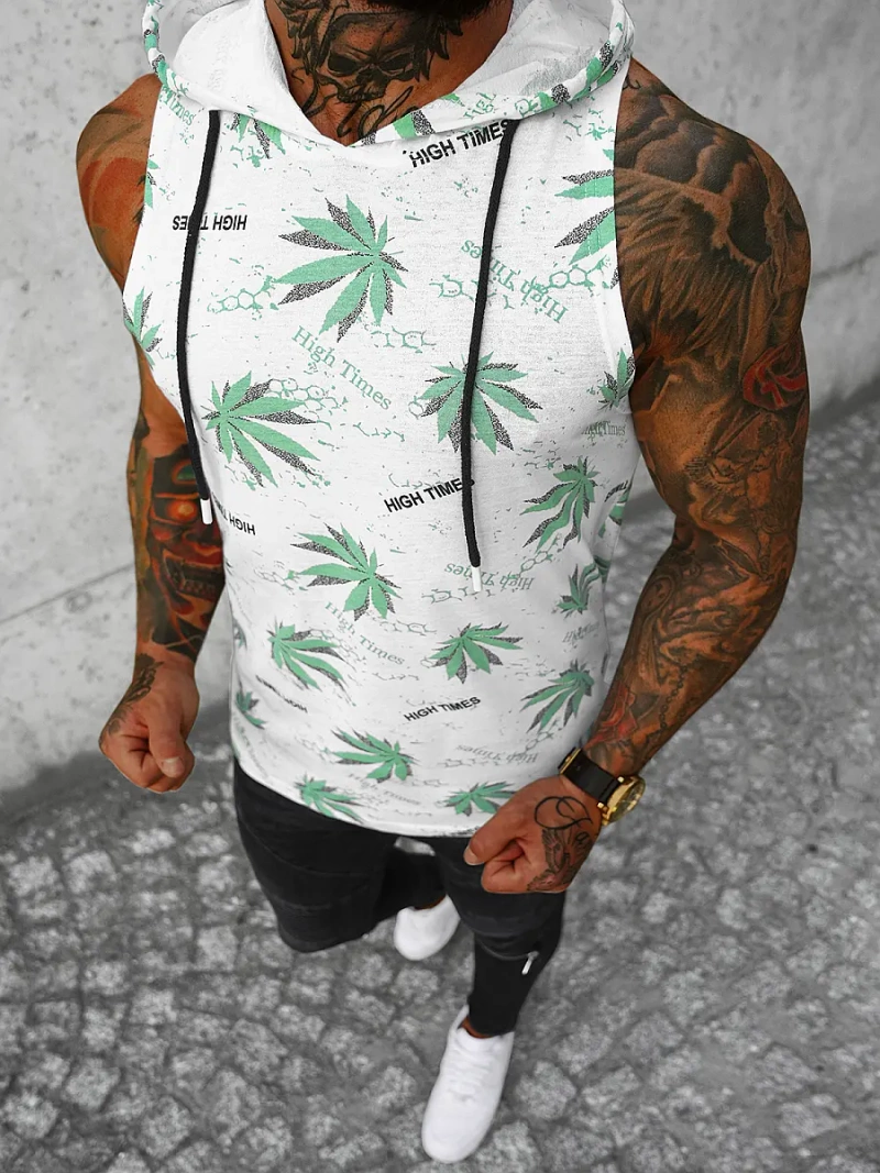 Vīriešu t-krekls bez piedurknēm balts-zaļš OZONEE O/BL306