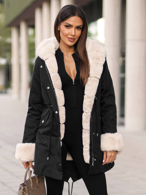 Sieviešu ziemas jaka melna OZONEE JS/M763/392Z