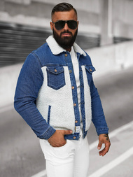 Vīriešu džinsu jaka šerpa debesu zila OZONEE NB/MJ533BZ