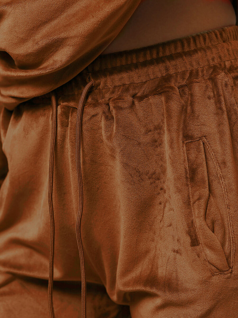 Sieviešu velūra treniņtērpa komplekts brūns OZONEE O/8C1175/33Z