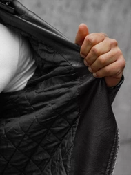 Vīriešu ādas virsjaka melna OZONEE JS/11Z8005