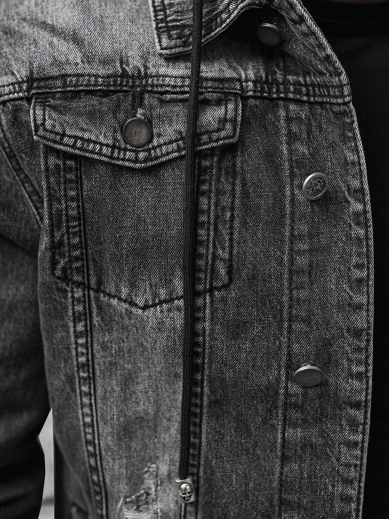 Vīriešu džinsu jaka melna OZONEE NB/MJ505NZ