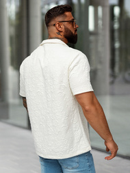 Vīriešu krekls ar īsām piedurknēm ecru OZONEE O/B2258