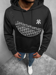 Vīriešu džemperis ar kapuci melni-balta OZONEE O/HM736Z