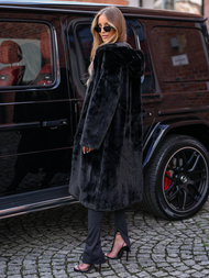 Sieviešu kažokādas ziemas jaka melna OZONEE JS/11Z8250