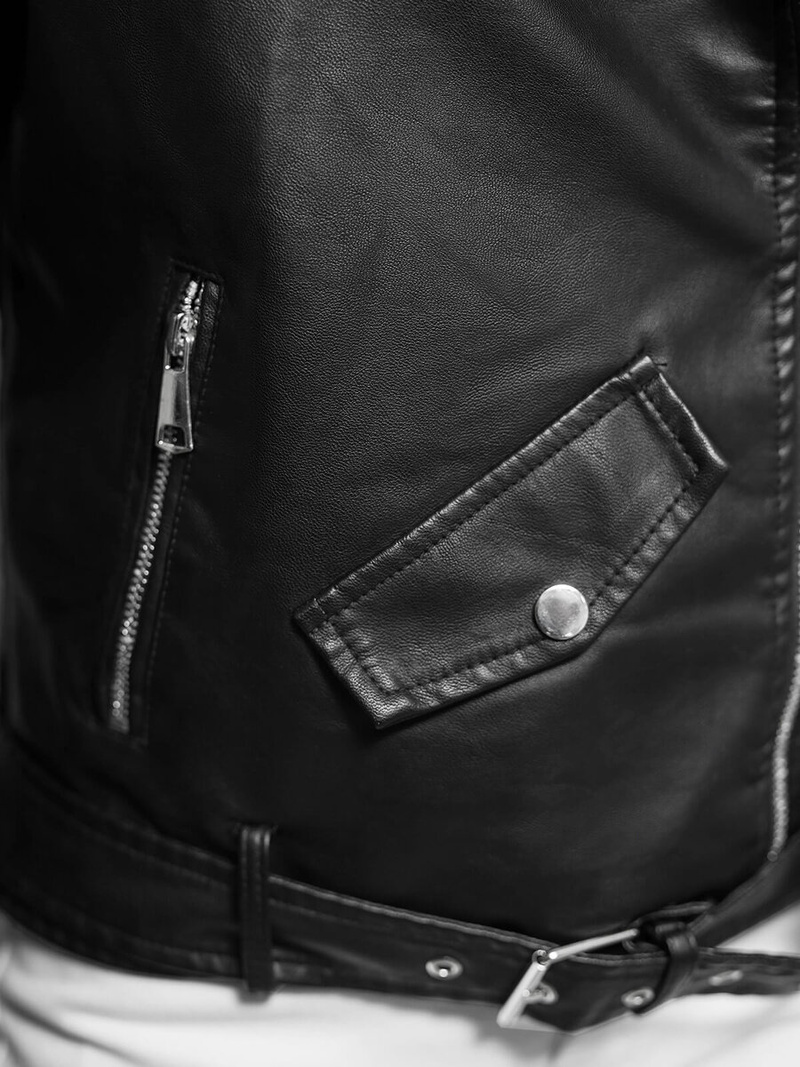 Sieviešu ādas jaka melna OZONEE JS/11Z8061